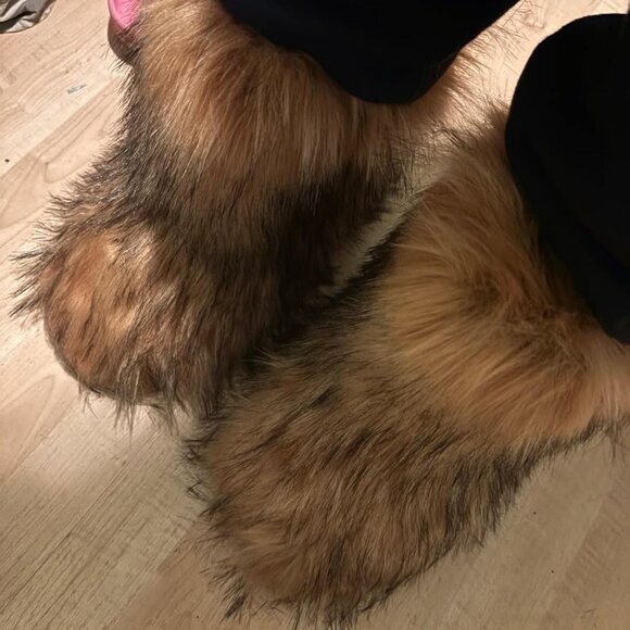 🆕Women Natural Faux Fur Winter Warm Knee High Flat Heel Fluffy  Snow Fur Boots - Picture 3 of 12